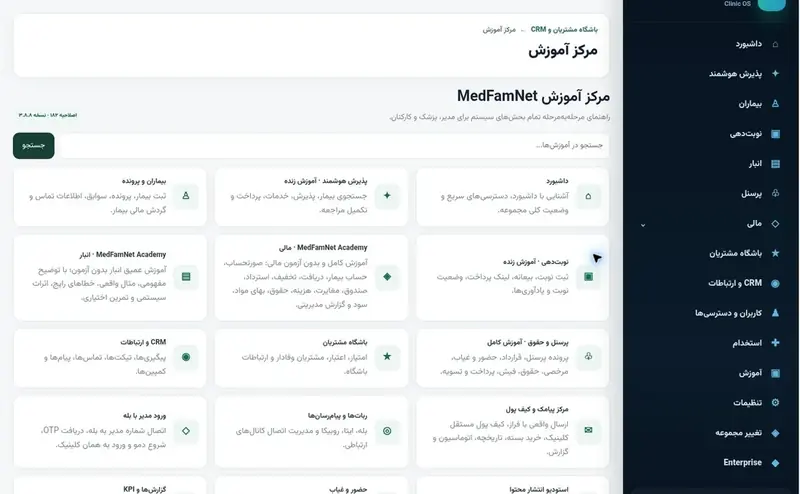نمای محیط یکپارچه مدیریت بیمار MedFamNet